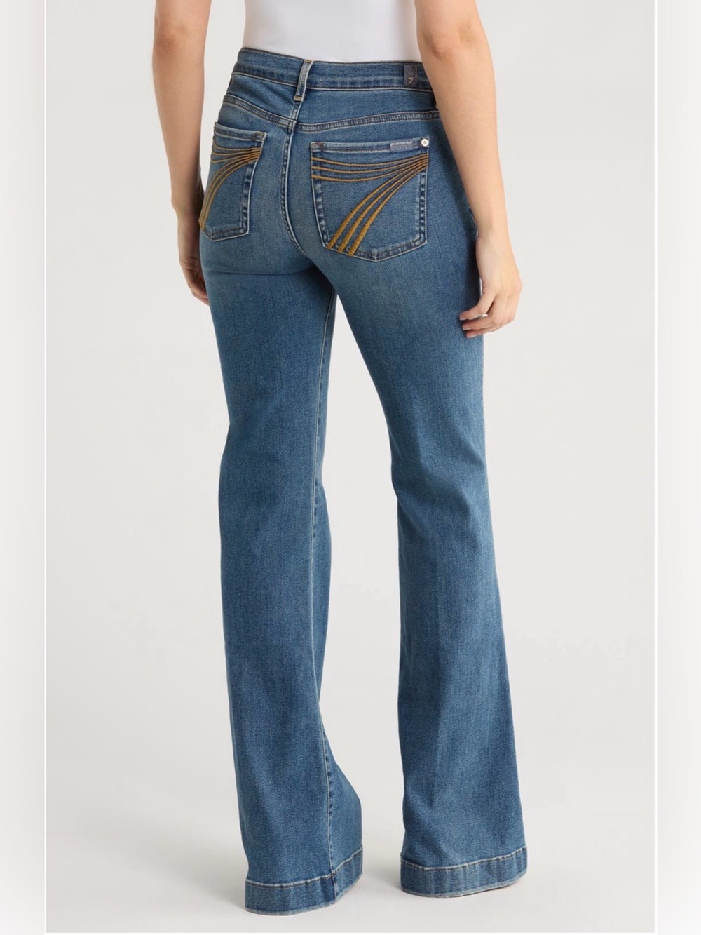 7 For All Mankind Dojo Mid Rise Light Blue Flare Jeans